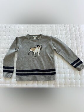 Jack and Janie Crewneck Sweater with Bulldog Motif size 6